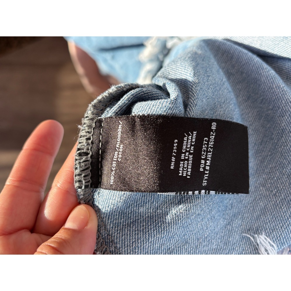 One5One Denim Jacket 100% Cotton Plus 2X Frayed Raw Hem Button Front Shirt - Picture 9 of 11